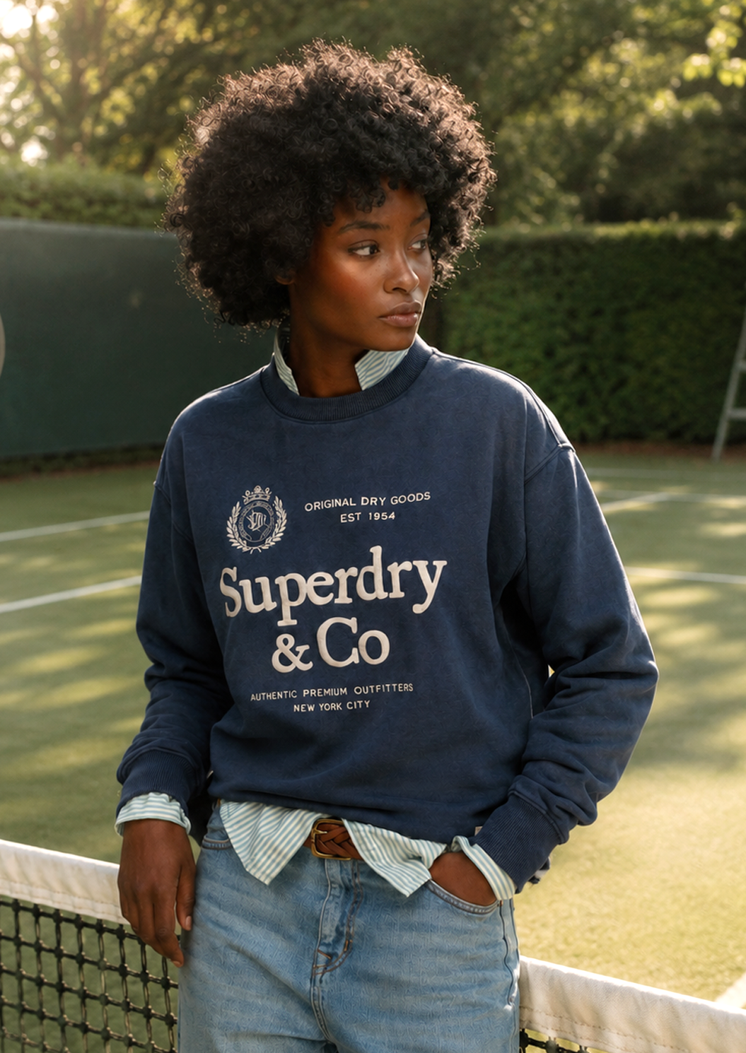 Luxe Casual Emb Loose Crew