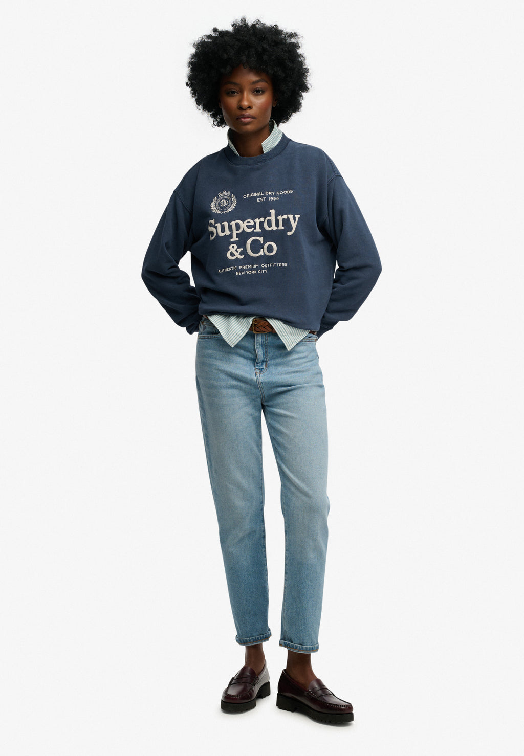 Luxe Casual Emb Loose Crew