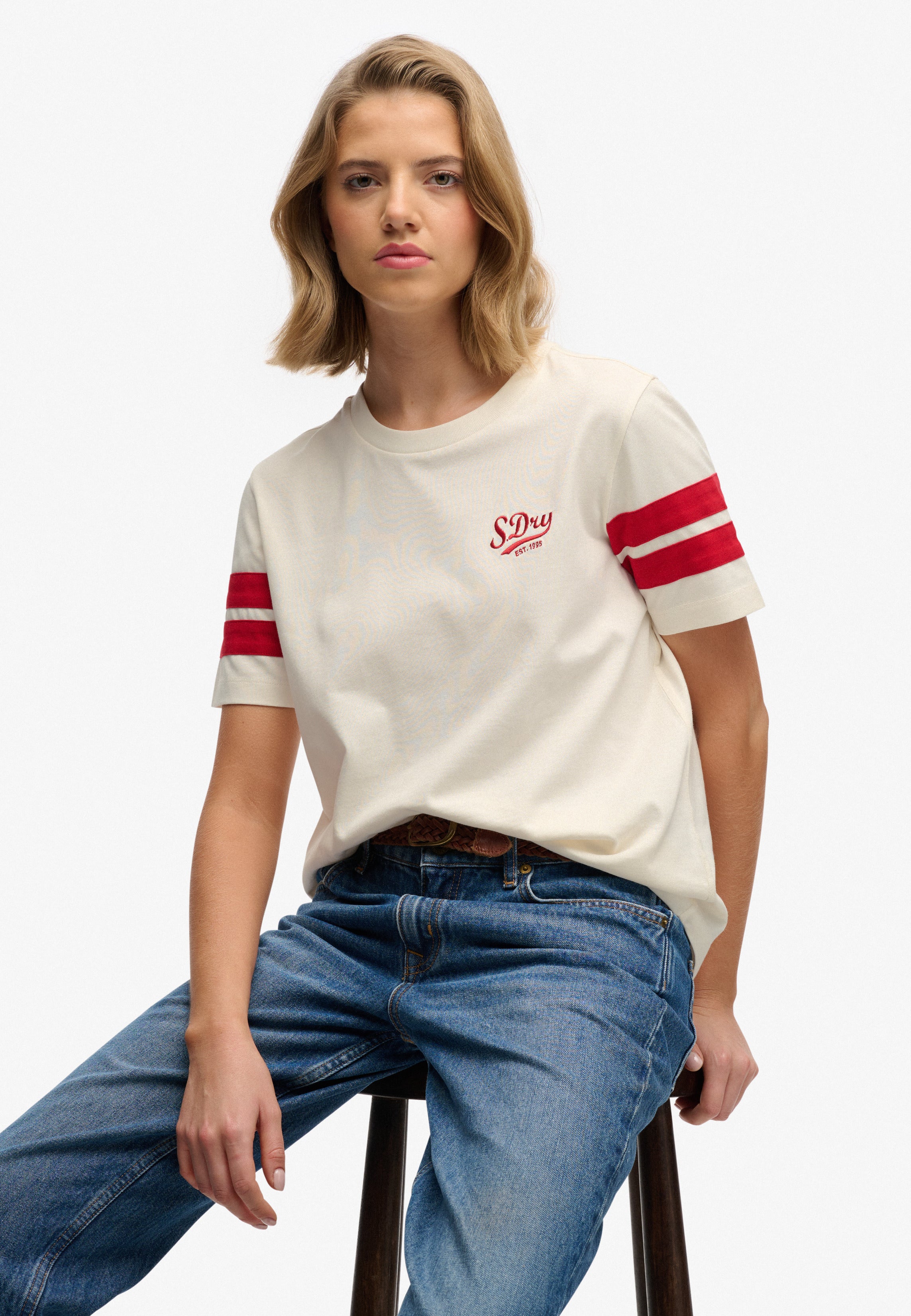 Varsity Stripe Script Tee