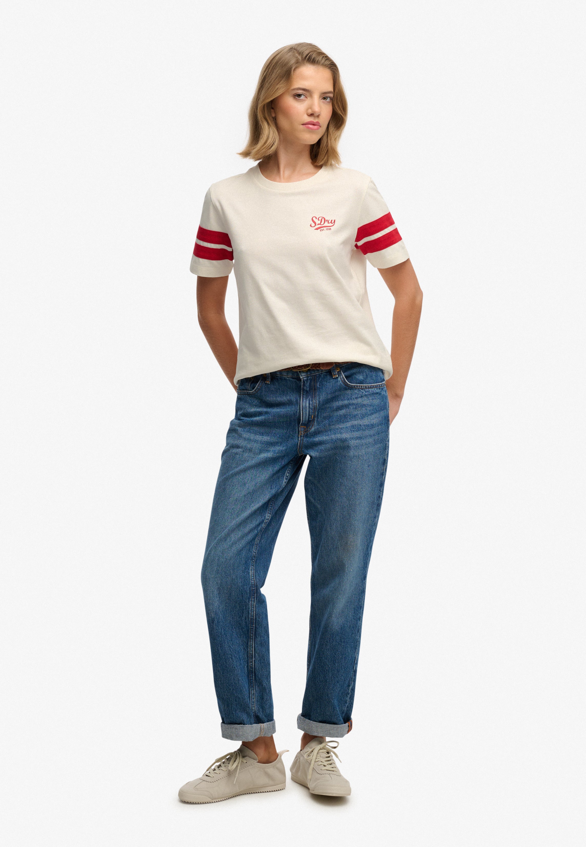 Varsity Stripe Script Tee