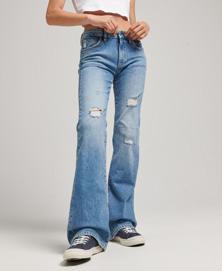 Organic Cotton Mid Rise Slim Flare Jeans