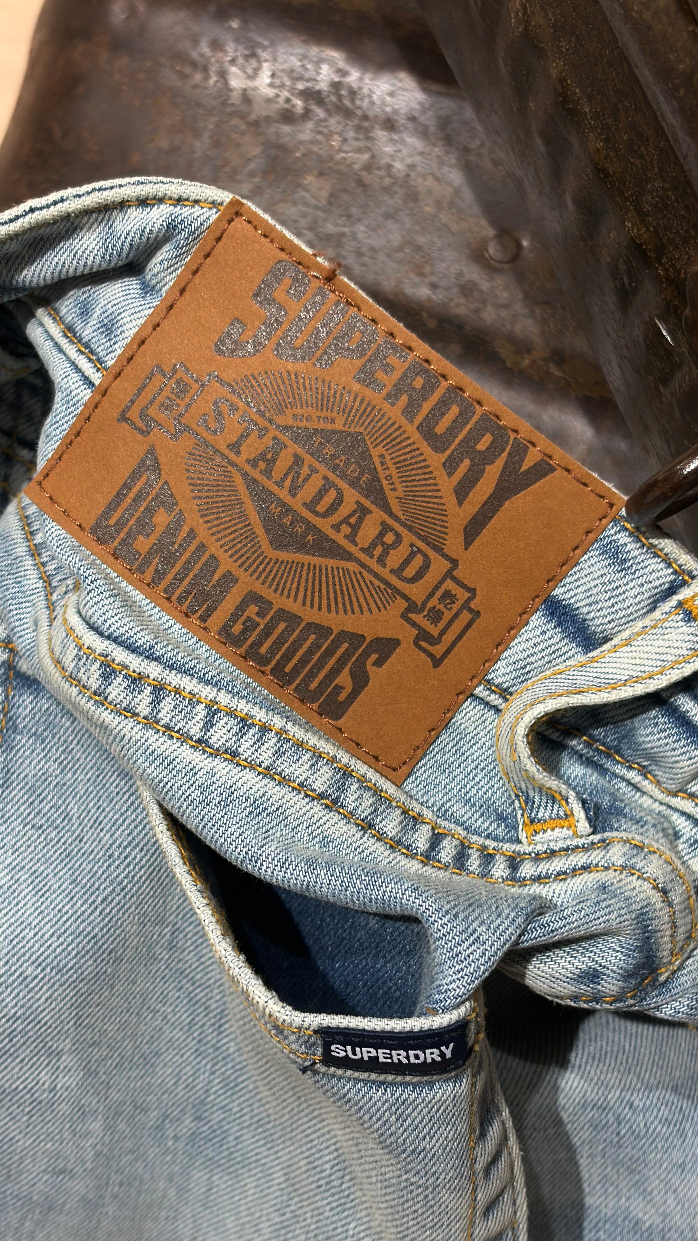 Vintage Slim Straight Jeans — Heavy Stonewash Blue