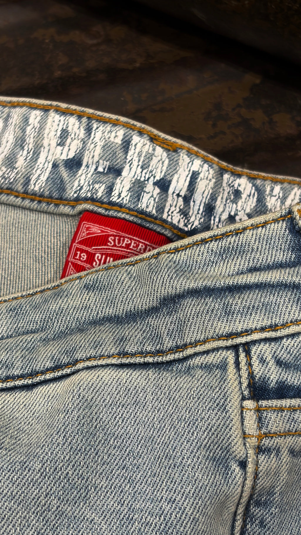 Vintage Slim Straight Jeans — Heavy Stonewash Blue